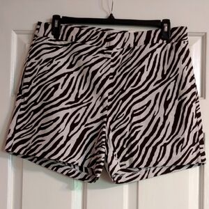 NWT - Charter Club Brown And Cream Zebra Print High Waist Shorts